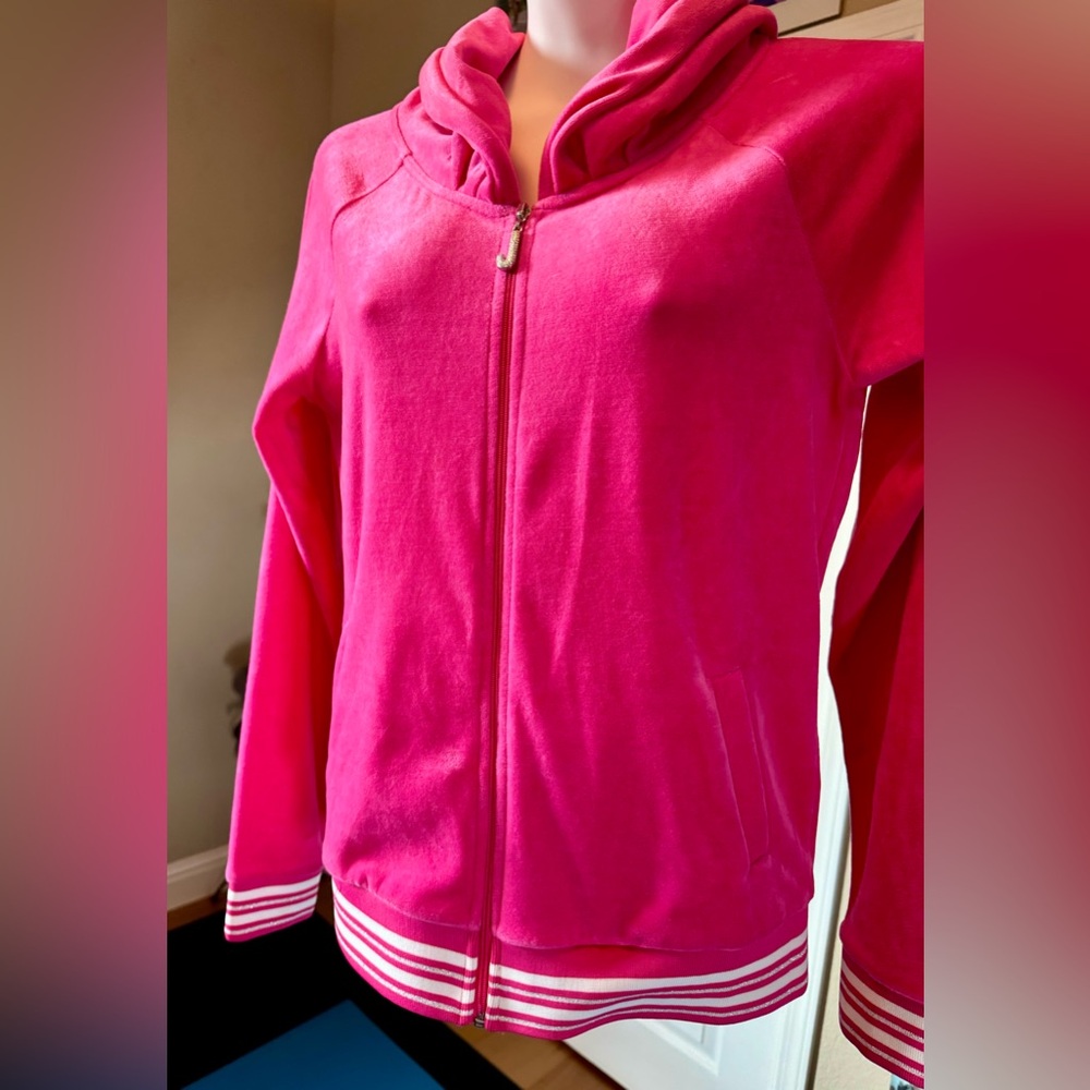 Juicy Couture Pink Velour Hooded Full Zip Jacket
